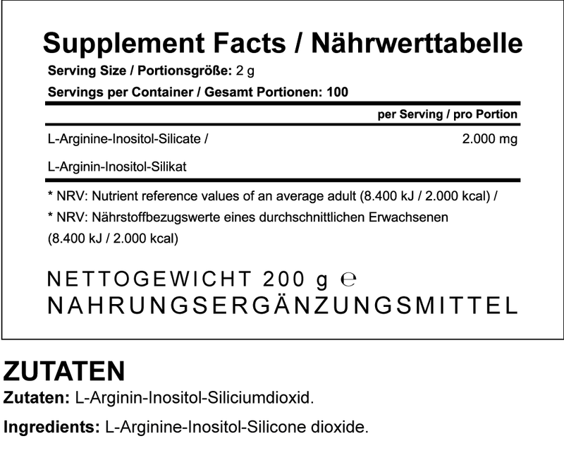 EVOLabs Arginine Inositol Silicate 200g