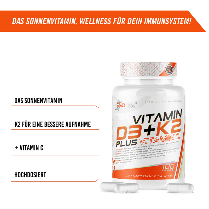 EVOLabs Vitamin D3+K2 100caps - EVOLabs
